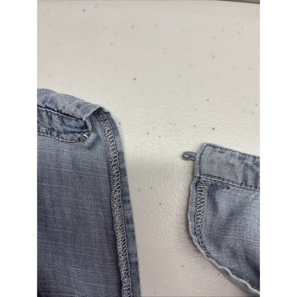 Evereve Chambray Denim short Romper jumpsuit Size L Western Boho v-neck lyocell - Picture 5 of 13